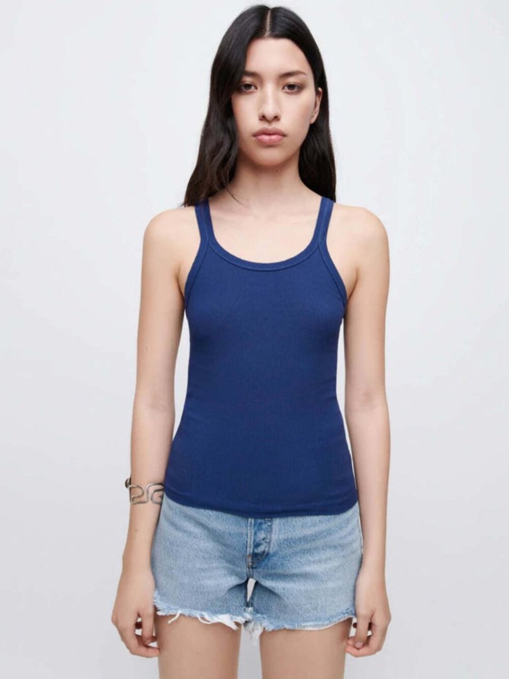 RE/DONE Ribbed Cotton Tank Blue